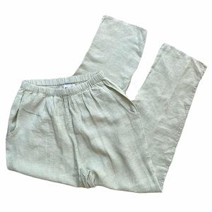 FLAX 100% Linen Light Green Minimalist Lagenlook Pants M